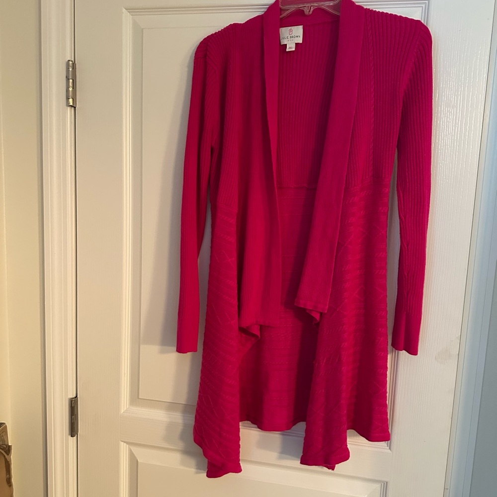 Women's Fushia Open Front Cardigan Sweater